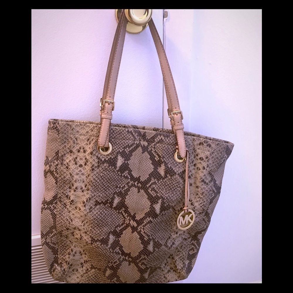 Michael Kors snakeskin print leather shoulder bag